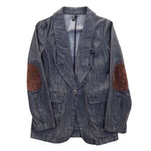 Gray Blazer with Suede Elbows
